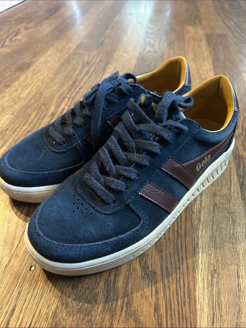 Gola Navy Suede Sneakers with Maroon Stripes